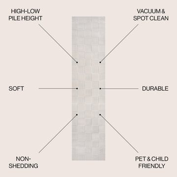 Hand Modern Geometric Checkerboard High-Low Area Rug